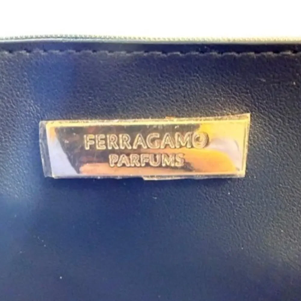 Salvatore Ferragamo Parfums Navy Cosmetic Travel Pouch Air India EUC